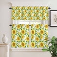 thumbnail image 6 of Summer Sunflower Curtain Valances Set Watercolor Flower Leaf Yellow Floral Kitchen Curtains 36&nbsp;inch Length Rod Pocket Valance and Tiers 3 Piece Set Small Bedroom Bathroom Laundry Decor, 6 of 9
