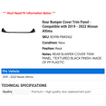 thumbnail image 2 of Rear Bumper Cover Trim Panel - Compatible with 2019 - 2022 Nissan Altima 2020 2021, 2 of 2