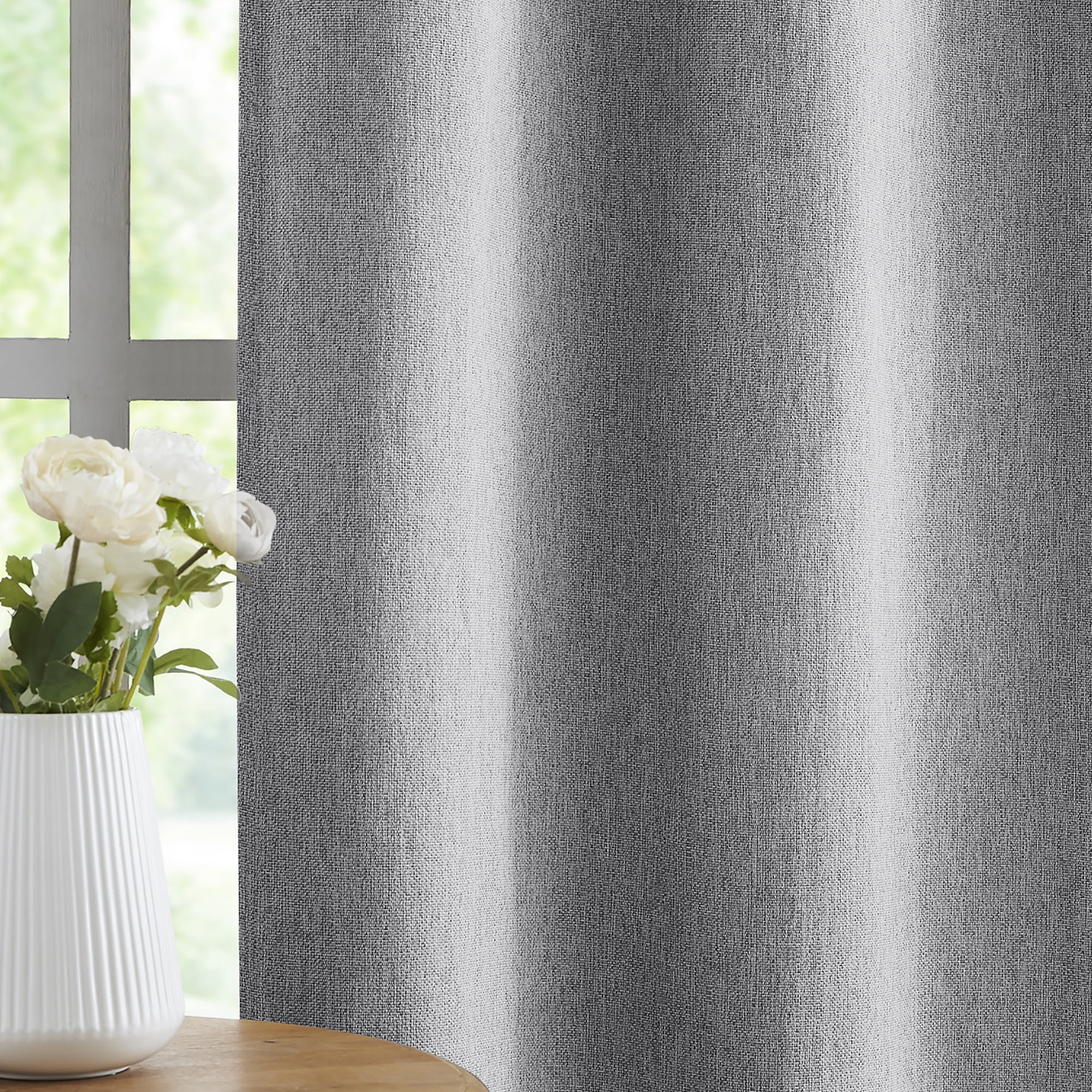 Exultantex Blackout Linen Curtains 84 inch Long Thermal Insulated Noise Reducing Bedroom Drapes,40"x84"x2,Grey