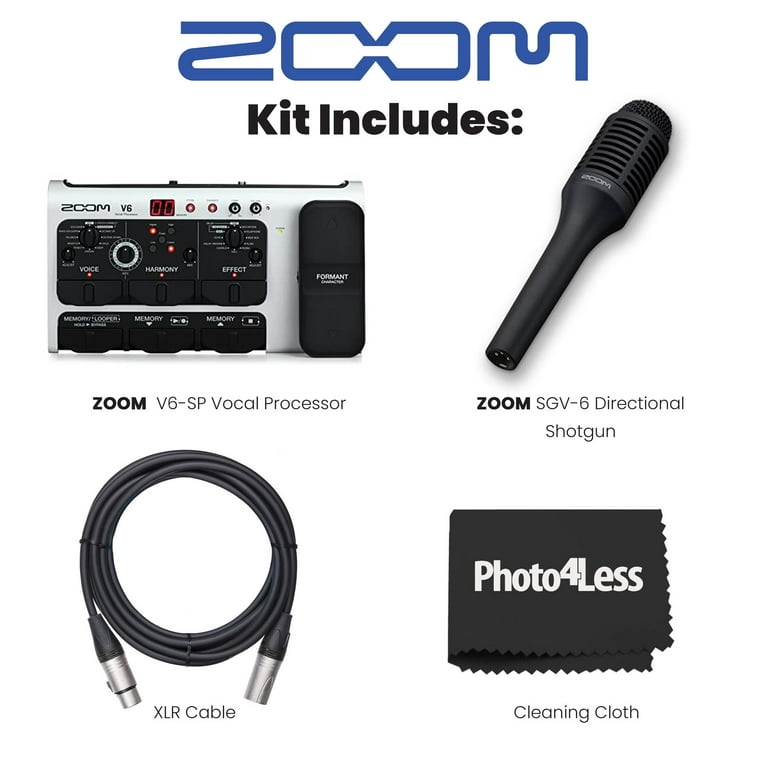 Zoom V6-SP Multi-Effects Vocal Processor Pedal + Zoom SGV-6 Directional  Shotgun Vocal Microphone + Cable 10ft