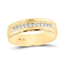 14K Yellow Gold Mens Round Channel-set Diamond Ridged Edge Wedding Band 1/4 Cttw, Mens Size: 7-13