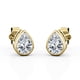 thumbnail image 1 of JeenMata Aros Tipo Botón con Solitario de Moissanita en Forma de Pera de 1 Quilate Engastados en Bisel en Baño de Oro Amarillo de 18 K sobre Plata, 1 of 5