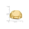 thumbnail image 5 of Solid 14k Yellow Gold 11.5x12mm Grooved Sides Open Back VS Diamond Men's Engravable Monogram Signet Ring Band Size 11.5 (.017 cttw.), 5 of 6