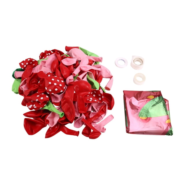 Juego de Guirnaldas de Globos Decorativos para Reunión de Fresas, Globo de Papel de Aluminio Rojo Fresa, Globo de Látex Utilizado para Cumpleaños