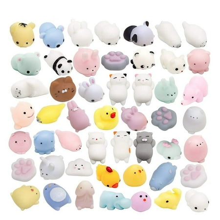 Mini Animals Squishy, 40 Pcs Cute Kawaii Cat Animal Squishies, Mochi Soft Squeeze Toy (40 Pack), Party Favors, Stress Relief Toys Accessories of Phone Case