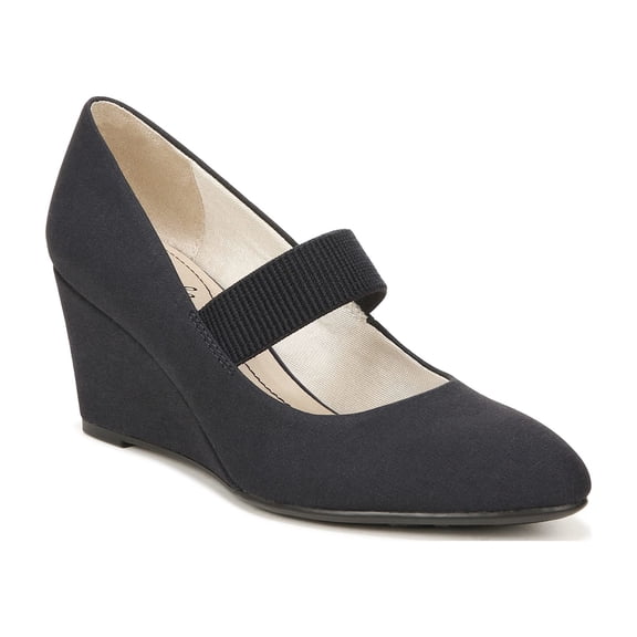 LifeStride Womens Gio MJ Wedge Heel Mary Jane Pumps Lux Navy 5.5 M