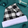 thumbnail image 4 of Paquete de 3 gorros navideños de Papá Noel, gorro de Papá Noel a cuadros, gorro de felpa para fiesta de disfraces navideños y eventos festivos, 4 of 5