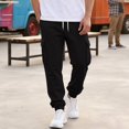 thumbnail image 3 of Dwellite Mens Sweatpants Drawstring Elastic Waist Cargo Joggers with Pockets Casual Fashion Solid Color Sweat Pants Black XL, 3 of 9