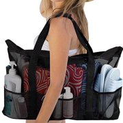 Beach Bags Waterproof Sandproof,Mesh Beach Bag for Women Swim Pool Bag Beach Tote Bag for Vacation Zipper