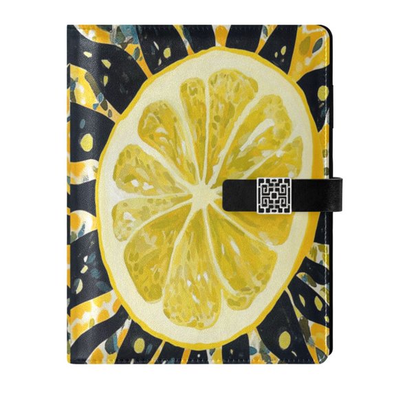 Premium Faux Leather Notebook - Refillable, Multi-Functional Organizer, 23.3x17cm, All-Season Use,Yellow Lemon