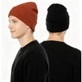 thumbnail image 2 of 2 PCS Unisex Beanie Hats for Men Women Winter Knit Beanies Soft Slouchy Warm Cuffed Beanie Hat, 2 of 5