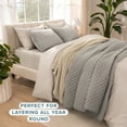 thumbnail image 3 of Bare Home Quilt Set - 3 Piece - Diamond Stitched Bedspread Coverlet - Full/Queen, Light Gray, 3 of 8