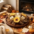 thumbnail image 6 of Fall Table Candle Rings,11" Artificial Maple Leaf Pumpkin Centerpiece Candleholder Wreath Thanksgiving Flower Harvest Farmhouse Decor, 6 of 6