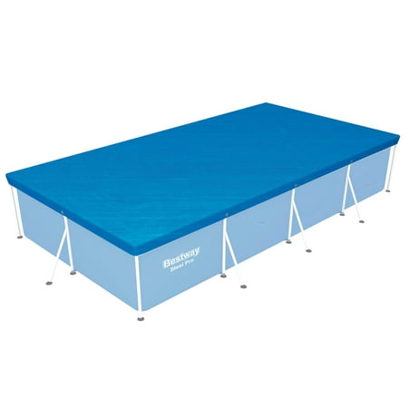 Bestway 58107 Flowclear Pro Rectangular Above Ground Swimming Pool Cover, (Best Way To Clean Pool Cover)