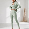 thumbnail image 6 of Women’s 3 Piece Workout Set – Sports Bra, Leggings & Jacket – Yoga Outfit Activewear for Gym Running Training M, 6 of 7