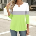 thumbnail image 4 of Viluyesy Round Neck T-Shirt for Womens 3/4 Sleeves Shirt Tops Fashionable Loose Blouse Green Size 2XL, 4 of 6