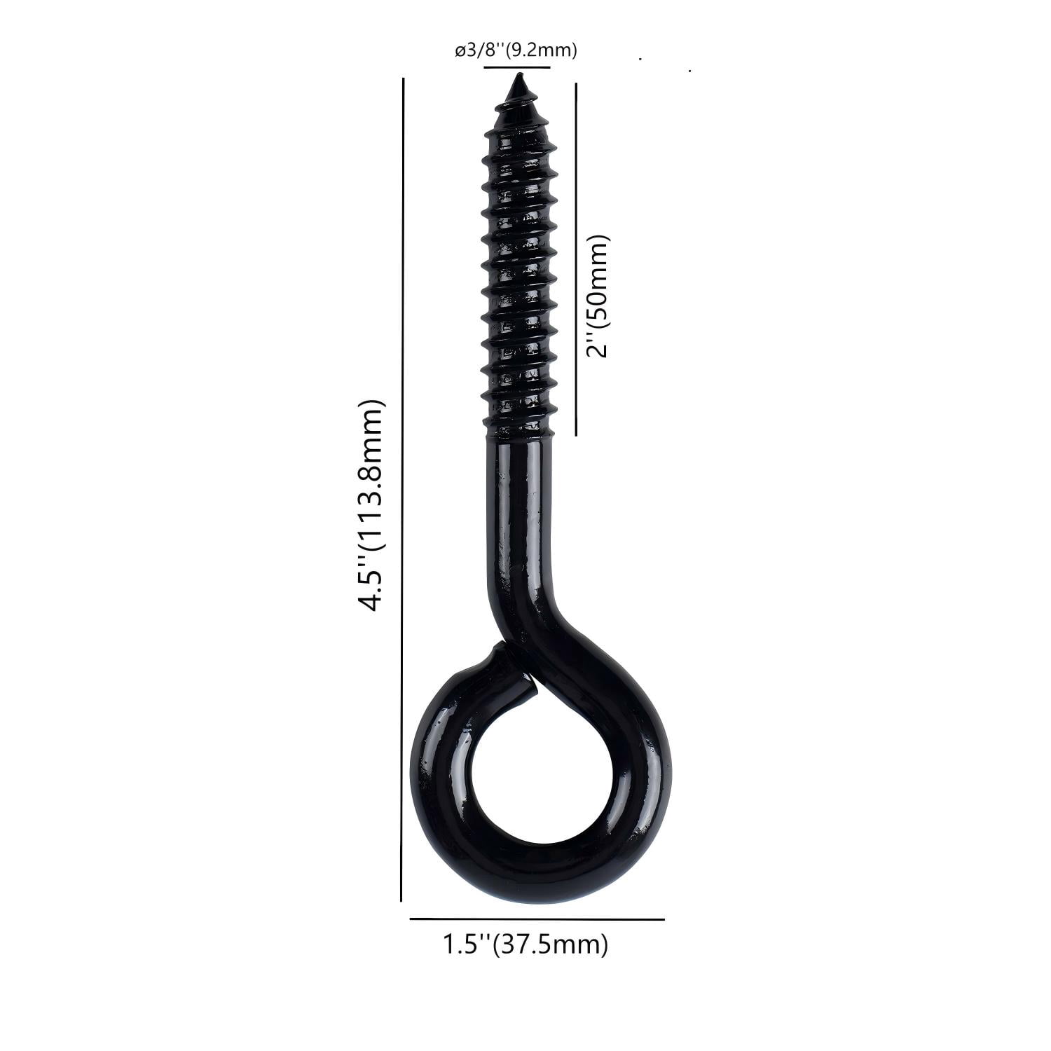 Hyper Tough Steel Lag Screw Eye 3/8 inch x 4-1/2 inch Black