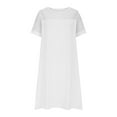 thumbnail image 4 of ITSAME Women's Midi Dress, Short Sleeve Crew Neck Cotton Linen Summer A-Frame Dressy Dresses White XL, 4 of 6