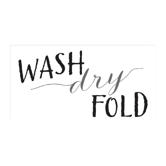 Wash Dry Fold Black Grey Script 20 x 10 Wood Wall Sign Plaque