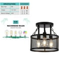 thumbnail image 5 of Industrial Vintage Caged 3-Light Semi Flush Mount Ceiling Light with Metal Mesh Shade Black, 5 of 9