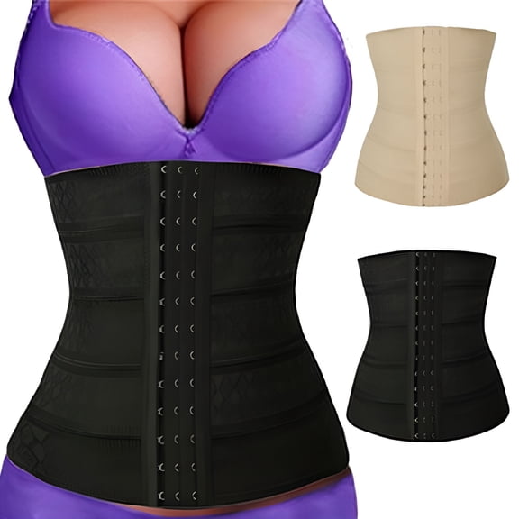 TELOLY Women Breathe Corset Slimming Tummy Waist Training Girdle Shaper Shapewear Black L