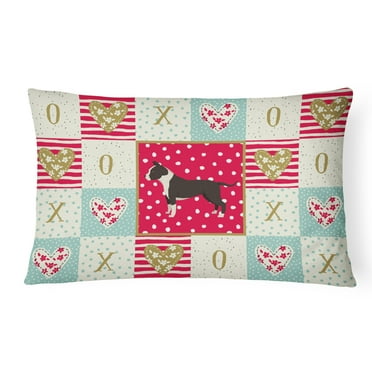 Staffordshire Terrier Love Canvas Fabric Decorative Pillow