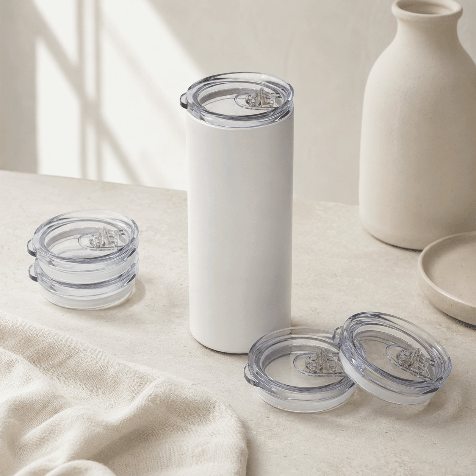 Koomade 2 Pack Tumbler Replacement Lids Including 4 Extra Sealing Rings for 20oz Drinking Tumblers BPA Free