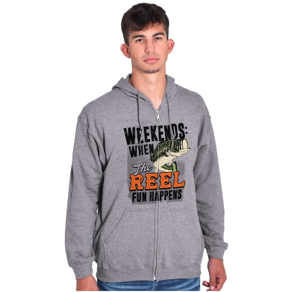 Fishing Weekend When Reel Fun Happens Zip Up Hoodie Men's Women's Brisco Brands S