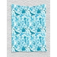 thumbnail image 1 of Whales Tapestry, Underwater Life Aquatic Creatures Algae Ocean Fauna Seahorse Octopus Print, Wall Hanging for Bedroom Living Room Dorm Decor, 40W X 60L Inches, Sea Blue Sky Blue, by Ambesonne, 1 of 2