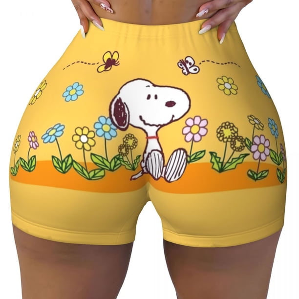 Pantalones cortos de ciclismo para entrenamiento de voleibol con paisaje de Van Gogh personalizado de Snoopy y Charlie Brown Pantalones cortos de yoga para gimnasio de Peanuts para mujer