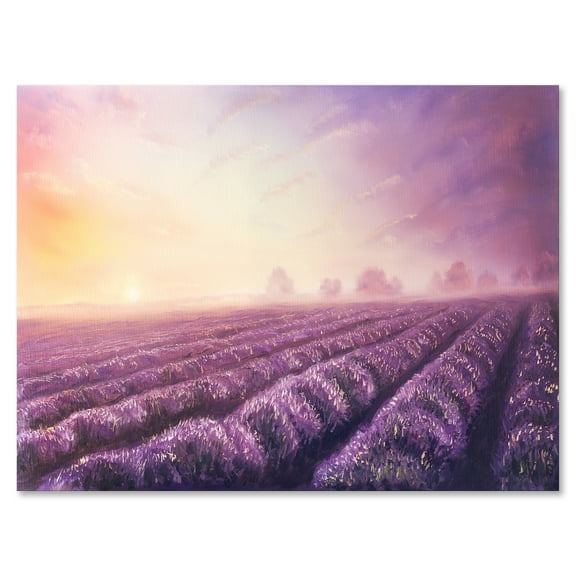 Designart ' Lavender Fields During Sunrise ' Modern Canvas Wall Art Print