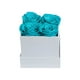 thumbnail image 1 of Matsuzay Ramo de Material inmortal de flor eterna de rosa preservada, autoensamblaje Multicolor para aniversario de bodas, Acción de Gracias Flores artificiales Blanco azul 4 cabezas, 1 of 6