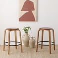 thumbnail image 2 of SAFAVIEH Luella Round Backless Counter Stool, Walnut/Black (Set of 2), 2 of 12