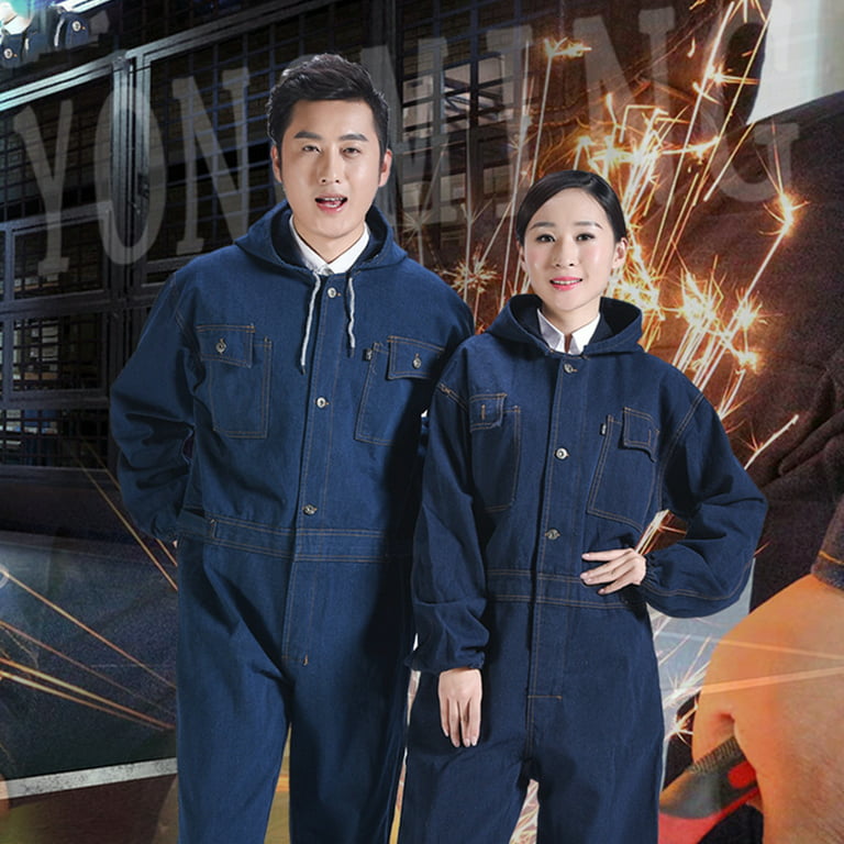 Worker Clothing Workwear Overalls Denim Jumpsuit Men Women Factory Uniforms  Work Coveralls Long-Sleeve Thick Hooded Welding Suit