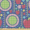 thumbnail image 2 of Colorful Fabric by the Yard, Continuous Pattern Apples and Ornamental Motifs Illustration Art, Decorative Upholstery Fabric for Chairs & Home Accents, Dark Ceil Blue Multicolor by Ambesonne, 2 of 5