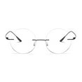 thumbnail image 3 of Black Oversized Round Lightweight Screw-Free Reading Glasses 1.00 Titanium Alloy Anti-Blue Light Rimless Readers +1.00 Strength, 3 of 5