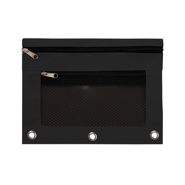 Bolsa de Lápiz Del Aglutinante Del Anillo de 3 Bolsas de Lápiz de Cremallera de 2 Pc, Bolsa de Lápiz de la Bolsa Cosmética Del Aglutinante de 25x18x1cm para el Aglutinante Del Anillo de 3