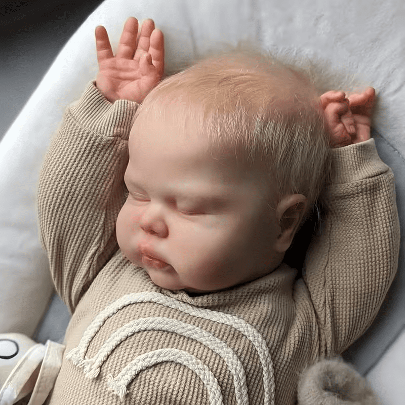 Lifelike Reborn Baby Dolls, Hand-Rooted Blonde Hair, 20-Inch 3D Painted Sleeping Newborn Doll, Ideal Christmas & Birthday Gift for Kids