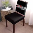 thumbnail image 3 of Chair Covers for Dining Room Set of 6,Christmas Bell Bow Stretch Seat Protector Removable Washable Chairs Slipcovers for Kitchen Banquet Wedding Hotel,Winter White Snowflakes Flowers, 3 of 6