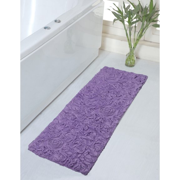 Home Weavers Bell Flower Collection Bathroom Rug 100% Cotton Tufted Bath Rugs, Soft Absorbent Bath Rugs, Non-Slip Bath Mats, Machine Washable, Bath Matsand Tub, 21"x54" Runner Purple