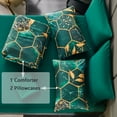 thumbnail image 6 of RYNGHIPY 3-Piece Twin Comforter Set Honeycomb Geometric Marble Green Gold Bedding Set Twin Size Hexagon Gold Trim Print Water Ripple Pattern for All Season (Green Twin), 6 of 10