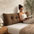 thumbnail image 7 of QISIWOLE Coffee Dorm Twin Headboard Wedge Pillow, 23.6x15.7x5.9in Handmade Support Backrest Large Bolster Cushion with Two Large Side Pockets and Removable Cover, 7 of 7