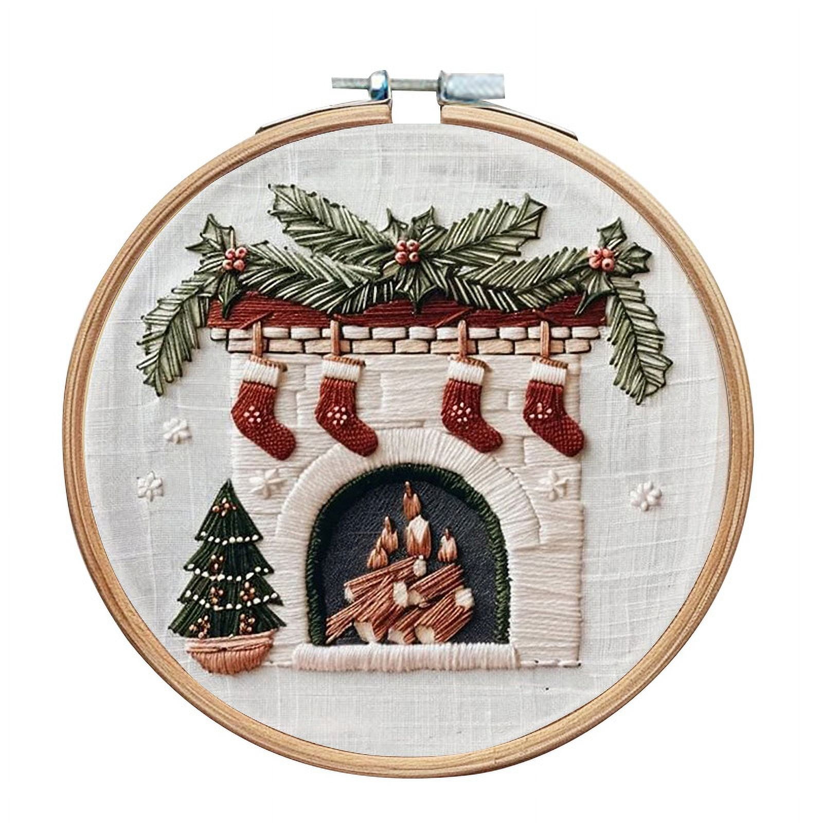 Dalrosia Christmas Embroidery KIT,Adults Kids DIY Handmade,Hand Embroidery Starter Kits with Stamped Embroidery Pattern,for Christmas Embroidery Kits for Adults Beginners Starter
