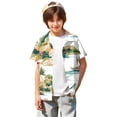 thumbnail image 3 of Abcomgle Button Up Shirts for Boys 10-12 Button Down Short Sleeve Funny Hawaiian Shirt Tropical Mountains and Seas Print Beach Hawaii Shirts,Green,5-6Years, 3 of 5