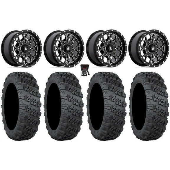 MSA Portal 15" Wheels Milled 30" Versa Cross V3 Tires Can-Am Commander Maverick Renegade Outlander Defender