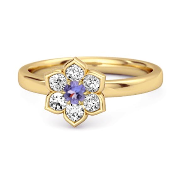 Daisy Flower 0.10 Cts Tanzanite 925 Sterling Silver Gold Vermeil Women Women Mother's Day Gift Ring