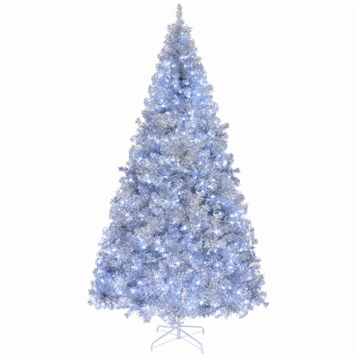 8ft Pre-lit Silver Christmas Tree with 500 Lights & Remote, 1350 Branch Tips, Artificial Xmas Tree for Home/Office Holiday Decor