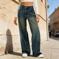 thumbnail image 5 of WERYOUNG Women's Casual Pants Solid Color High Waist Everyday Wear Relaxed Fit Wide Leg Denim Trousers Party Night Versatile Cozy Pant, 5 of 6