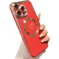 Magnetic Case for iPhone 14 Pro Max Phone Case for Women, Cute Love Heart Soft Magsafe Case, Raised Full Camera Lens Protection for iPhone 14 Pro Max Phone Case Magsafe (6.7")- Red