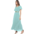 thumbnail image 2 of eloria Women's Georgette Frilled Design V Neck Sleevless Party Long Maxi Dress, Color : turquoise | Size : XS, 2 of 5